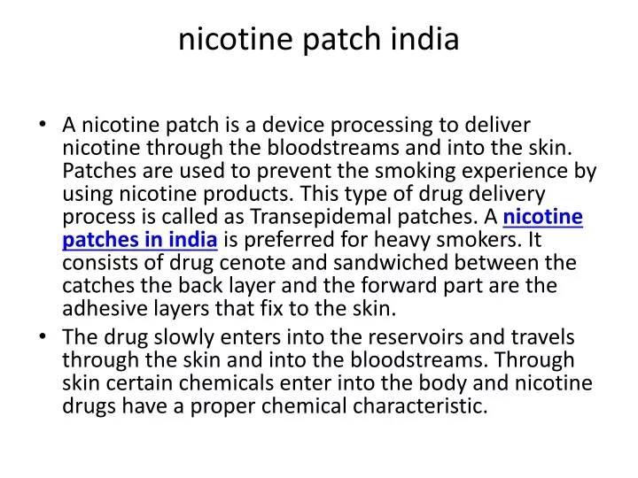 nicotine patch india