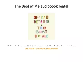 The Best of Me audiobook rental