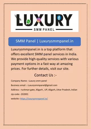 SMM Panel | Luxurysmmpanel.in