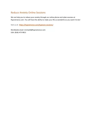 reduce anxiety online sessions