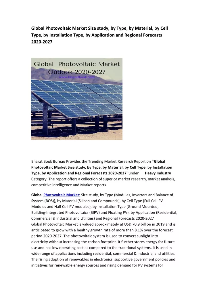 global photovoltaic market size study by type