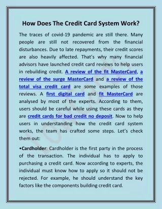 How Does The Credit Card System Work?