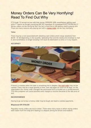 money orders can be very horrifying read to find