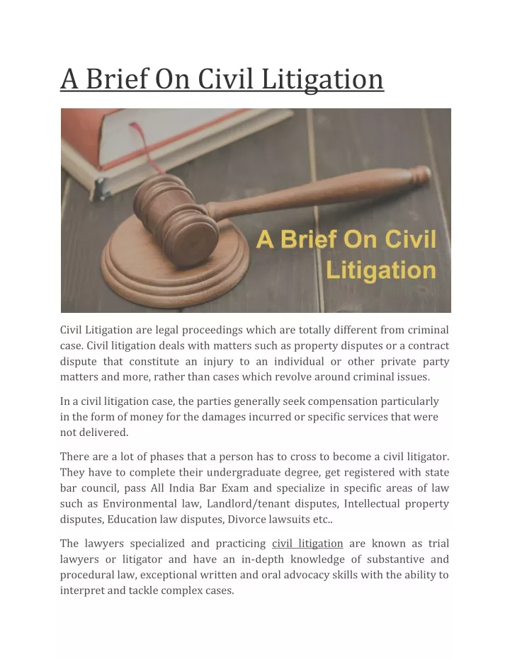 a brief on civil litigation