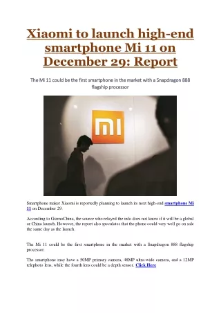 xiaomi to launch high end smartphone