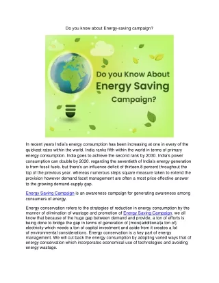 Do you know about Energy-saving campaign?