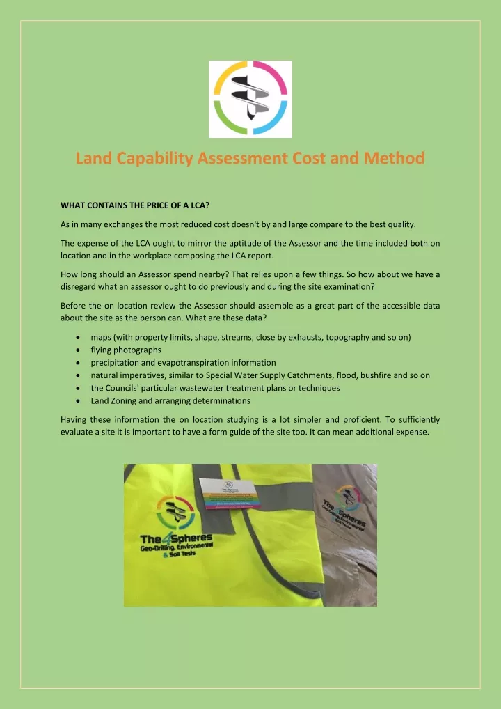 land capability assessment cost and method