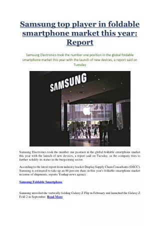 samsung top player in foldable smartphone market