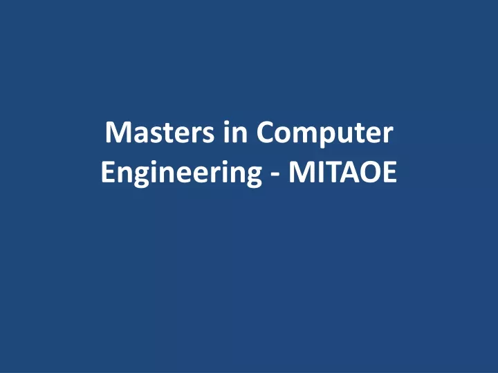masters in computer engineering mitaoe