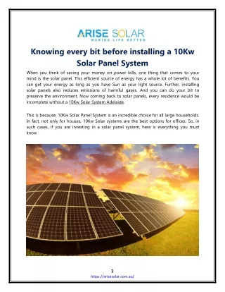 knowing every bit before installing a 10kw solar