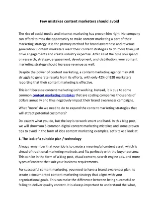 few mistakes content marketers should avoid