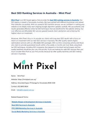 Best SEO Ranking Services in Australia - Mint Pixel