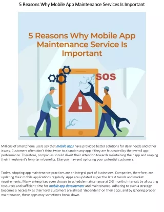 5 Reasons Why Mobile App Maintenance Services Is Important