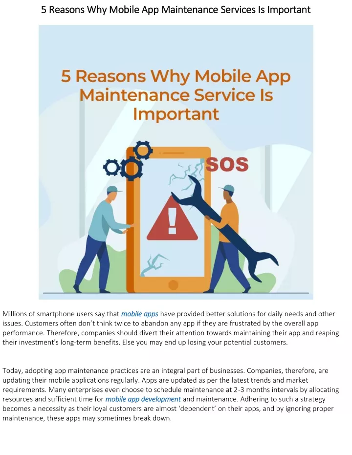 5 reasons why mobile app maintenance services