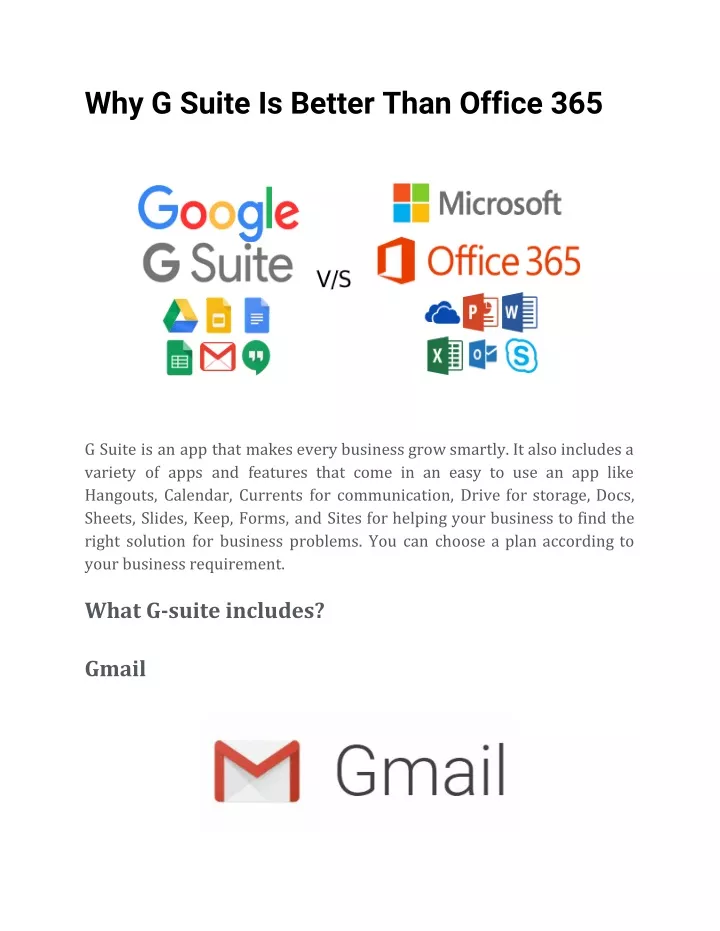 why g suite is better than office 365