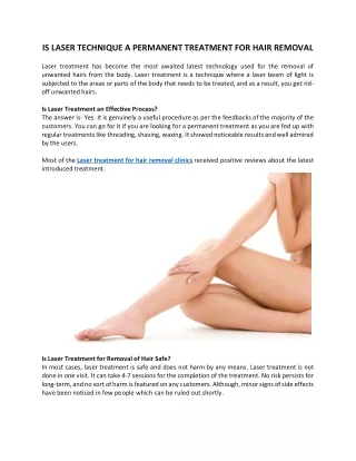 is laser technique a permanent treatment for hair
