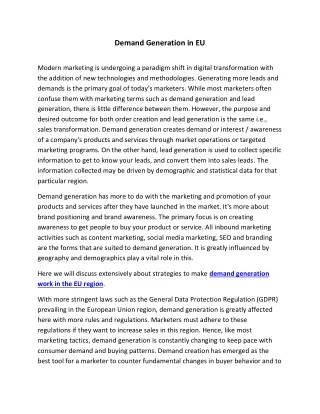 demand generation in eu