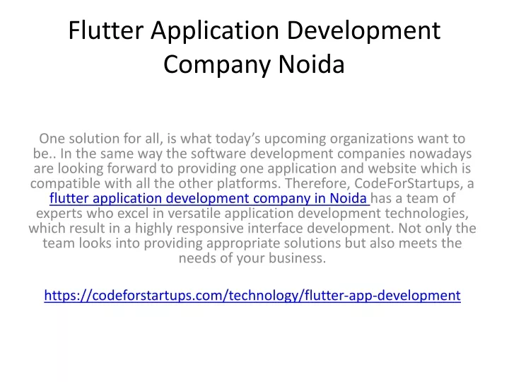 flutter application development company noida