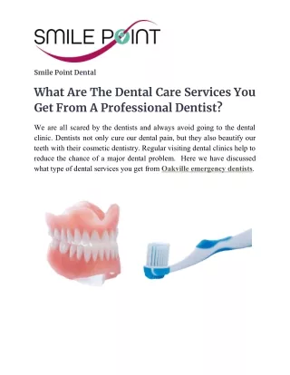 What Are The Dental Care Services You Get From A Professional Dentist?