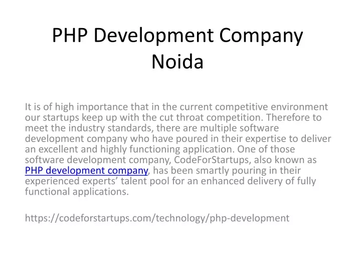 php development company noida