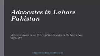 Professional Advocates in Lahore Pakistan - Advocate Nazia