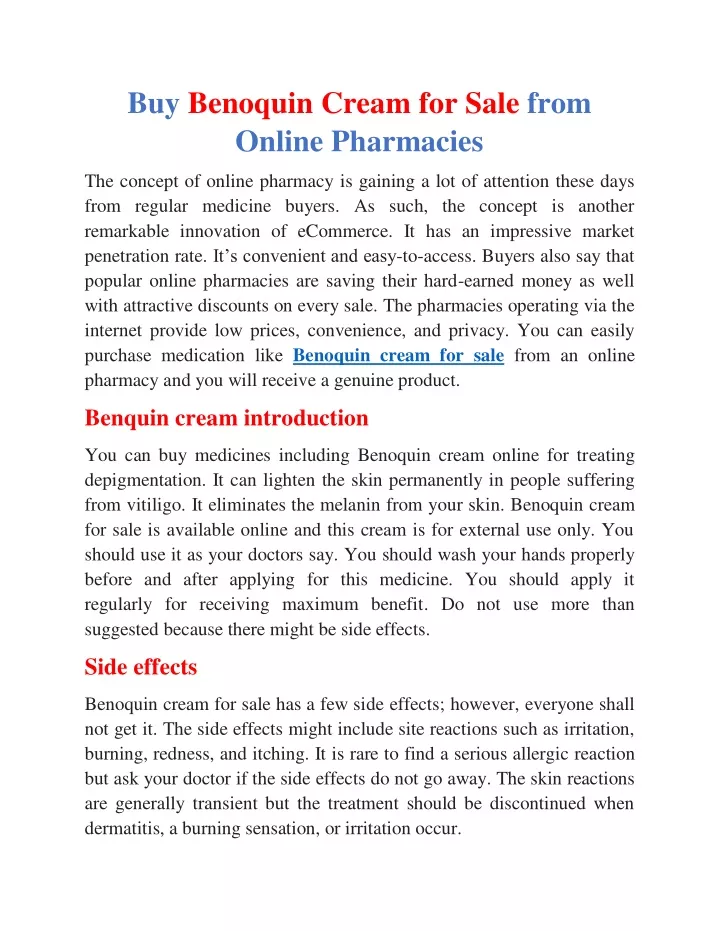 buy benoquin cream for sale from online pharmacies