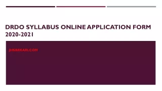 DRDO Syllabus Online Application Form 2020-2021