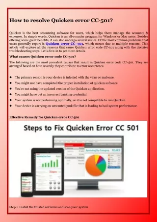 How to resolve Quicken error CC-501?