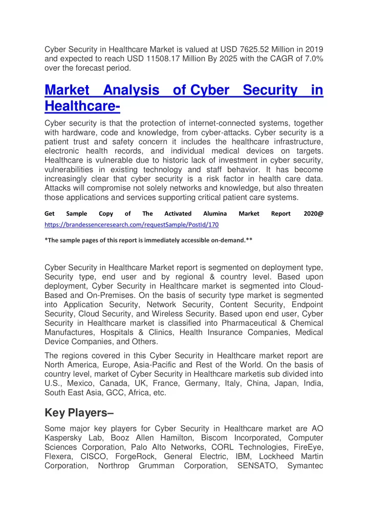 cyber security in healthcare market is valued