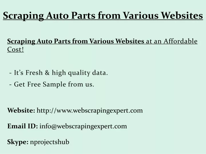 scraping auto parts from various websites
