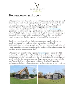 recreatiewoning kopen