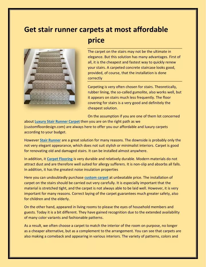 get stair runner carpets at most affordable price