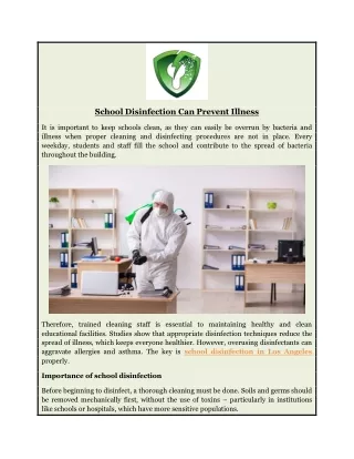 School Disinfection Can Prevent Illness
