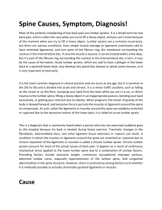 Spine Causes, Symptom, Diagnosis!
