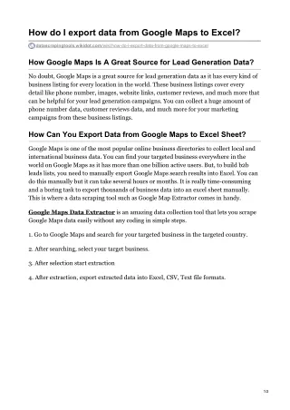 how do i export data from google maps to excel
