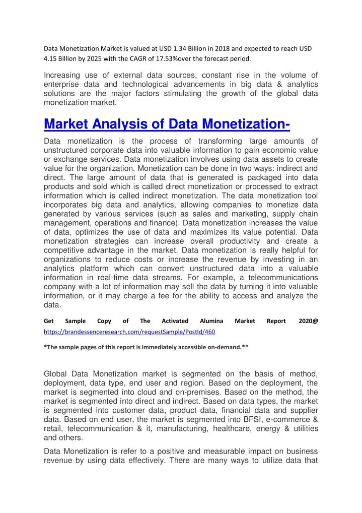 data monetization market is valued