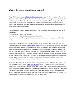 what is the end of lease cleaning services