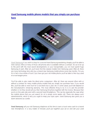 used samsung mobile phone models that you simply
