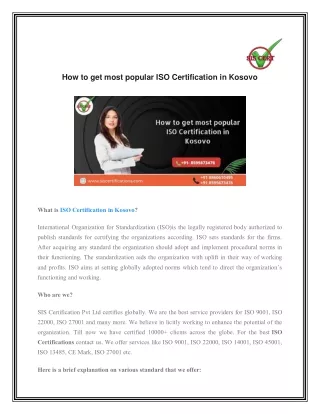 How to get most popular ISO Certification in Kosovo