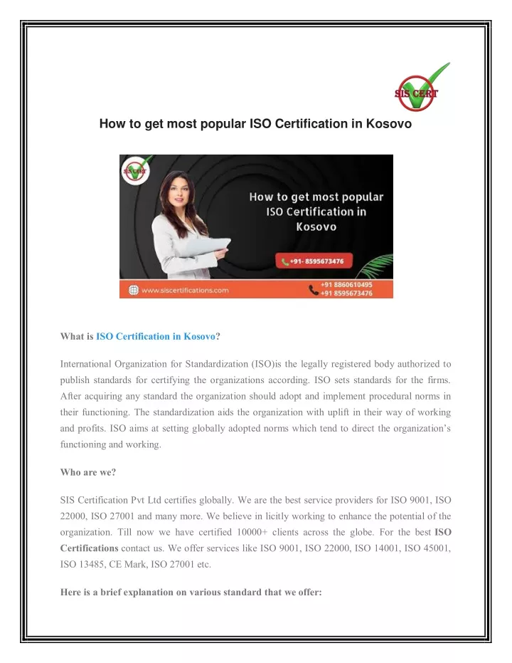 how to get most popular iso certification