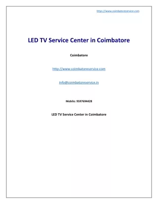 LED TV Service Center in Coimbatore