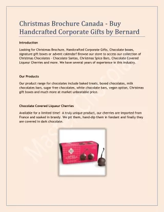 Christmas Brochure Canada - Buy Handcrafted Corporate Gifts by Bernard
