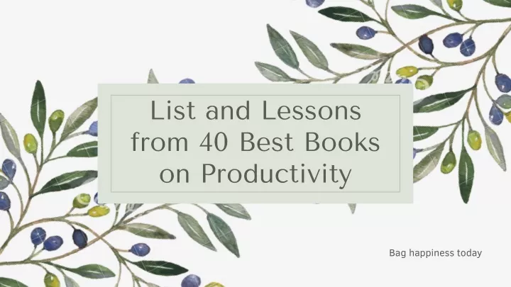 list and lessons from 40 best books