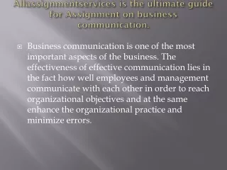 allassignmentservices is the ultimate guide for assignment on business communication