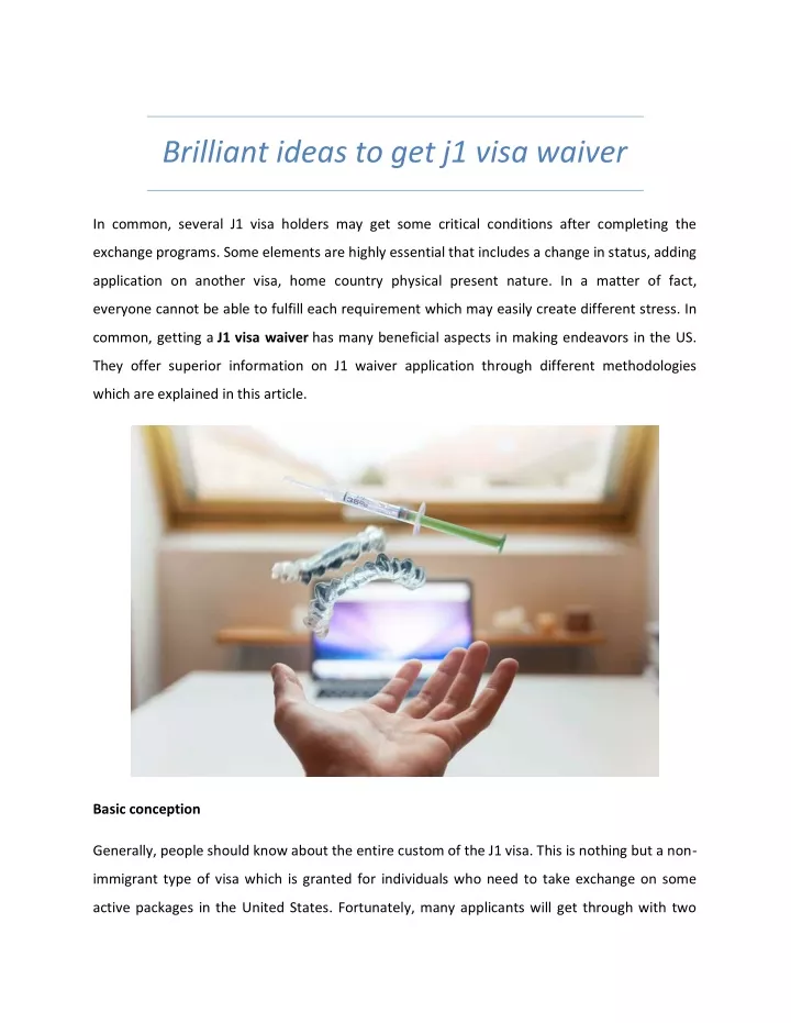 brilliant ideas to get j1 visa waiver
