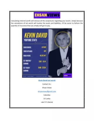 Kevin David Net Worth | Ehsanviews.com