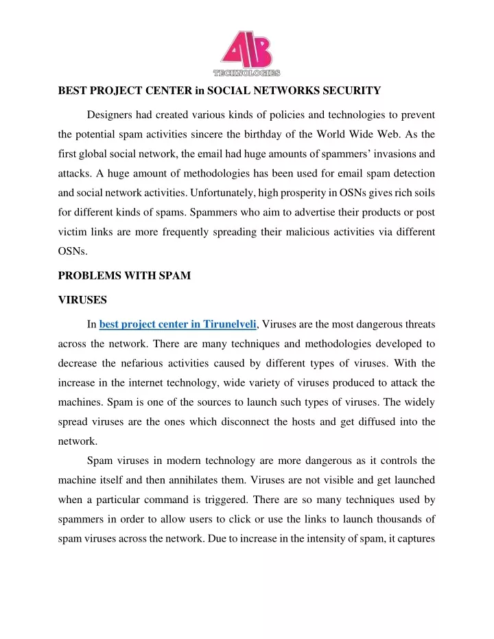 best project center in social networks security