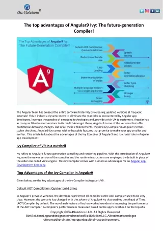 the top advantages of angular9 ivy the future