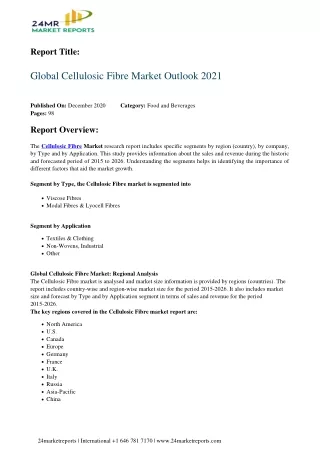 Cellulosic Fibre Market Outlook 2021