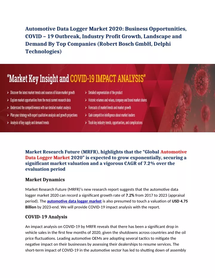 automotive data logger market 2020 business